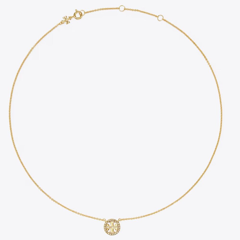 New Tory Burch Gold Pave Round 16 in. Necklace - Picture 2 of 2